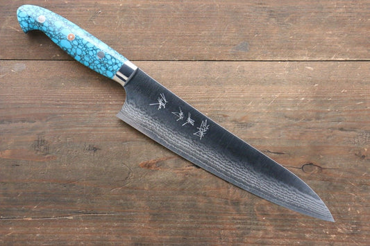 Yu Kurosaki SRS13 Damascus Gyuto Japanese Knife 210mm with Turquoise Handle - Japanny - Best Japanese Knife