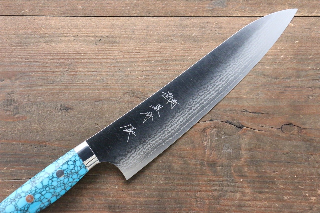 Yu Kurosaki SRS13 Damascus Gyuto Japanese Knife 210mm with Turquoise Handle - Japanny - Best Japanese Knife