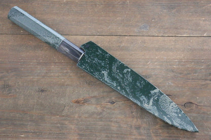 Sakai Takayuki 33 Layer Damascus Hammered Petty Japanese Chef Knife 150mm Green Lacquered Handle With Saya - Japanny - Best Japanese Knife