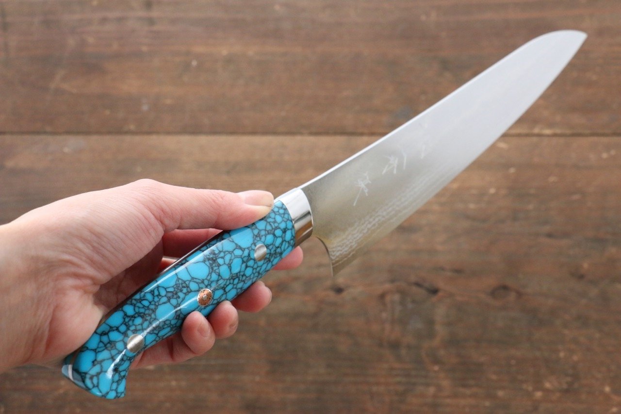 Yu Kurosaki SRS13 Damascus Gyuto Japanese Knife 210mm with Turquoise Handle - Japanny - Best Japanese Knife