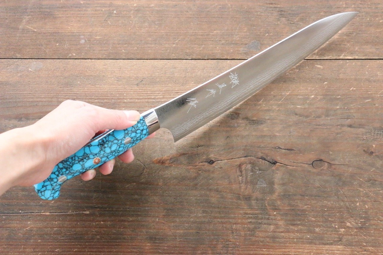 Yu Kurosaki SRS13 Damascus Gyuto Japanese Knife 210mm with Turquoise Handle - Japanny - Best Japanese Knife