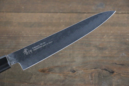 Sakai Takayuki 33 Layer Damascus Hammered Petty Japanese Chef Knife 150mm Green Lacquered Handle With Saya - Japanny - Best Japanese Knife