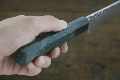 Sakai Takayuki 33 Layer Damascus Hammered Petty Japanese Chef Knife 150mm Green Lacquered Handle With Saya - Japanny - Best Japanese Knife