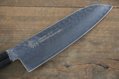 Sakai Takayuki 33 Layer Damascus Hammered Santoku Japanese Chef Knife 170mm Green Lacquered Handle With Saya - Japanny - Best Japanese Knife