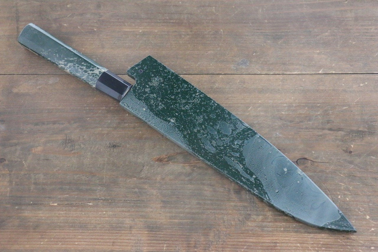 Sakai Takayuki 33 Layer Damascus Hammered Gyuto Japanese Chef Knife 210mm Green Lacquered Handle With Saya - Japanny - Best Japanese Knife