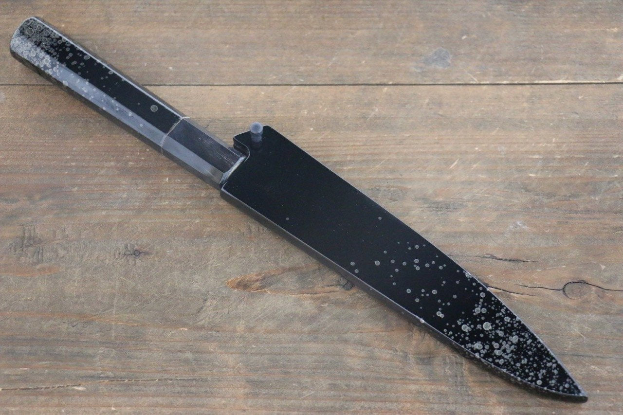 Sakai Takayuki 33 Layer Damascus Hammered Petty Japanese Chef Knife 150mm Silver Dot Lacquered Handle With Saya - Japanny - Best Japanese Knife