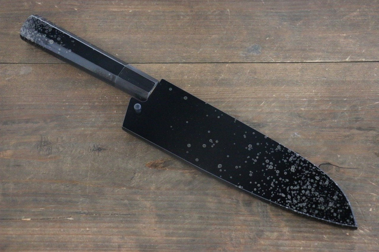 Sakai Takayuki 33 Layer Damascus Hammered Santoku Japanese Chef Knife 170mm Silver Dot Lacquered Handle With Saya - Japanny - Best Japanese Knife