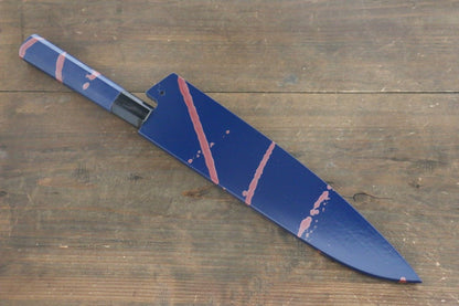 Sakai Takayuki 33 Layer Damascus Hammered Gyuto Japanese Chef Knife 210mm Blue Lacquered Handle With Saya - Japanny - Best Japanese Knife