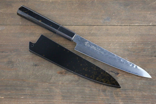 Sakai Takayuki 33 Layer Damascus Hammered Petty Japanese Chef Knife 150mm Gold Dot Lacquered Handle With Saya - Japanny - Best Japanese Knife