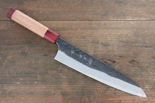 Yu Kurosaki Fujin Blue Super Hammered Gyuto Japanese Knife 210mm with American Cherry Handle - Japanny - Best Japanese Knife