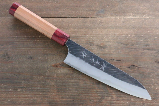 Yu Kurosaki Fujin Blue Super Hammered Gyuto Japanese Knife 180mm with American Cherry Handle - Japanny - Best Japanese Knife