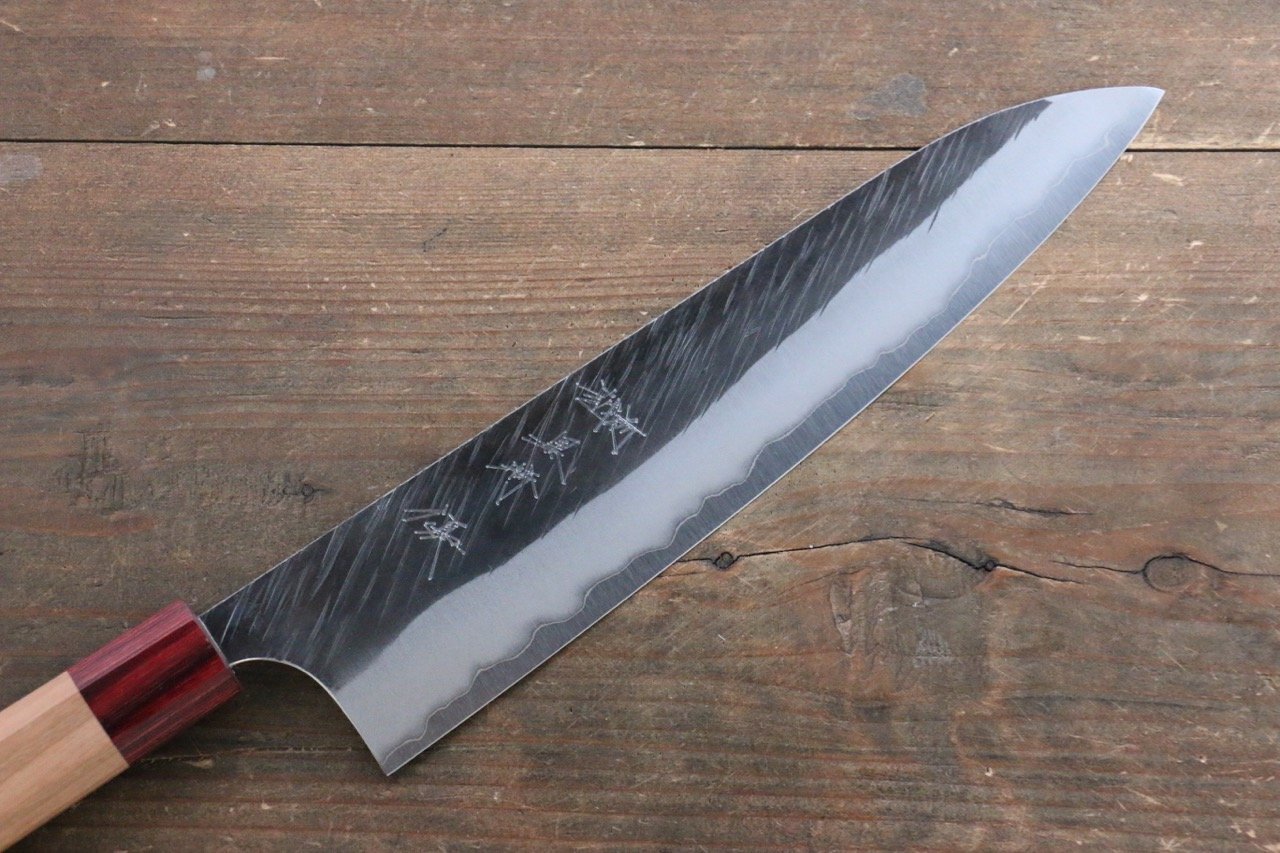 Yu Kurosaki Fujin Blue Super Hammered Gyuto Japanese Knife 240mm with American Cherry Handle - Japanny - Best Japanese Knife