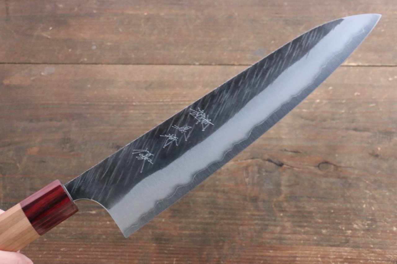 Yu Kurosaki Fujin Blue Super Hammered Gyuto Japanese Knife 240mm with American Cherry Handle - Japanny - Best Japanese Knife