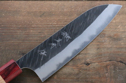 Yu Kurosaki Fujin Blue Super Hammered Santoku Japanese Knife 165mm with American Cherry Handle - Japanny - Best Japanese Knife