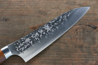 Yu Kurosaki Shizuku R2/SG2 Hammered Small Santoku Japanese Knife 150mm with Iron Wood Handle - Japanny - Best Japanese Knife