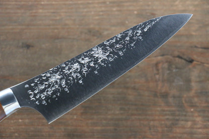 Yu Kurosaki Shizuku R2/SG2 Hammered Small Santoku Japanese Knife 150mm with Iron Wood Handle - Japanny - Best Japanese Knife