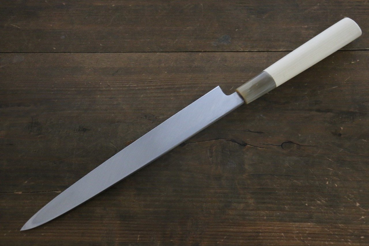 Sakai Takayuki [Left Handed] Kasumitogi White Steel Yanagiba Japanese Knife Magnolia Handle - Japanny - Best Japanese Knife