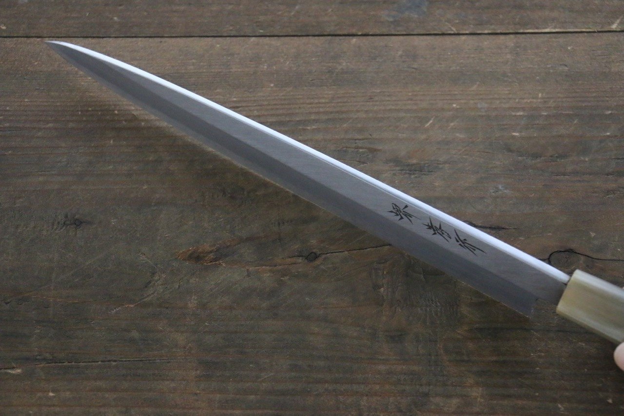 Sakai Takayuki [Left Handed] Kasumitogi White Steel Yanagiba Japanese Knife Magnolia Handle - Japanny - Best Japanese Knife