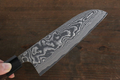 Takeshi Saji VG10 Black Damascus Santoku Japanese Chef Knife 165mm with Shitan handle - Japanny - Best Japanese Knife