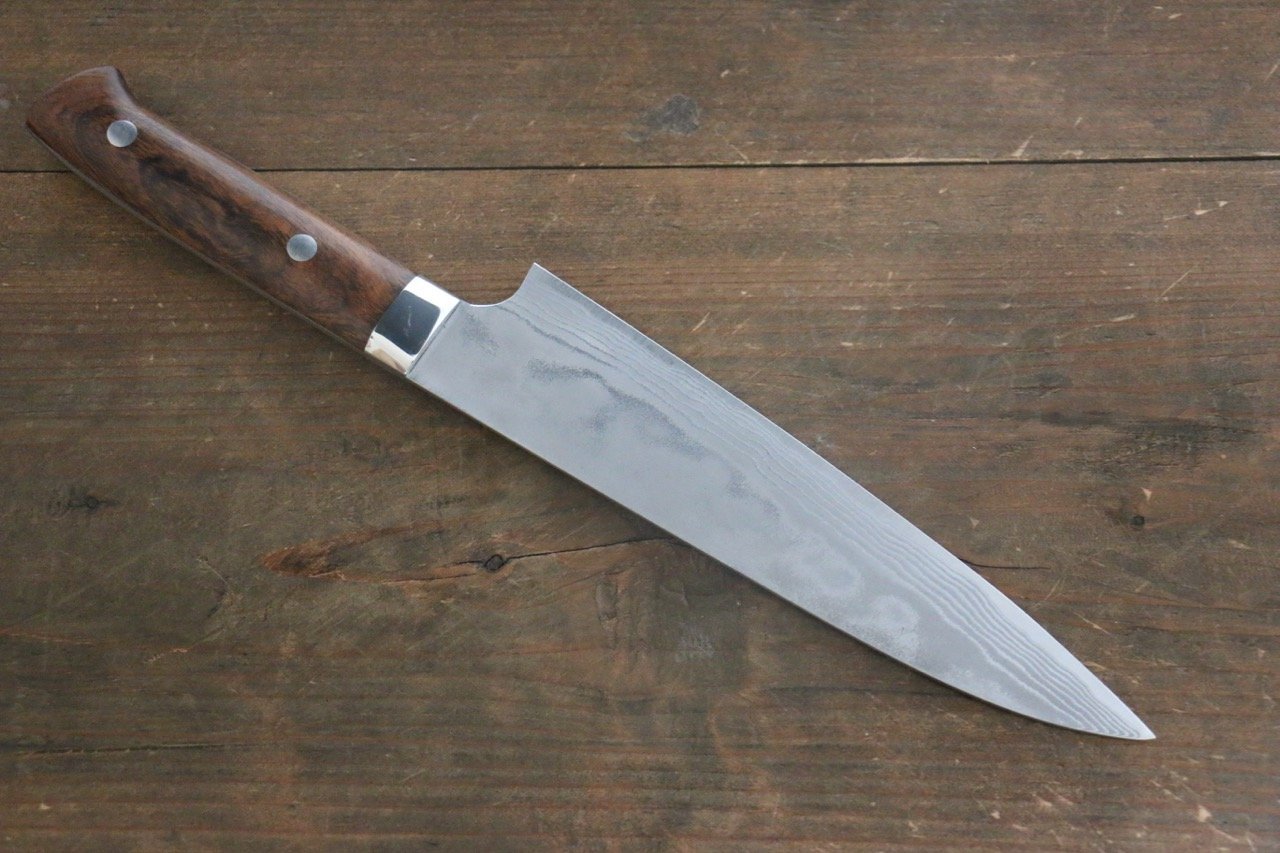 Takeshi Saji Blue Super Damascus Gyuto Japanese Chef Knife 210mm with Iron Wood handle - Japanny - Best Japanese Knife