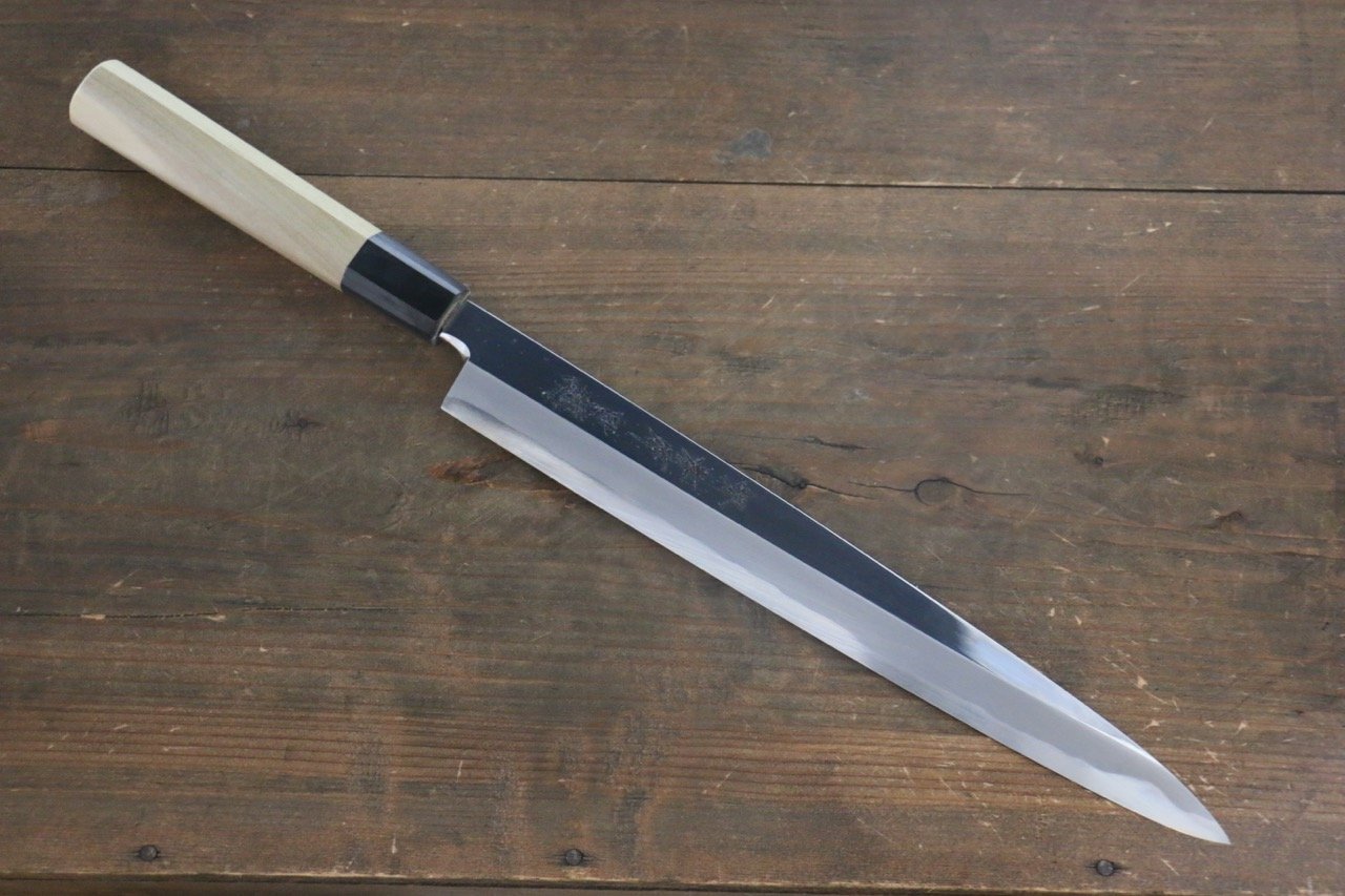 Sakai Takayuki Japanese White Steel No.2 mirrored Yanagiba Sashimi Slicer Knife - Japanny - Best Japanese Knife