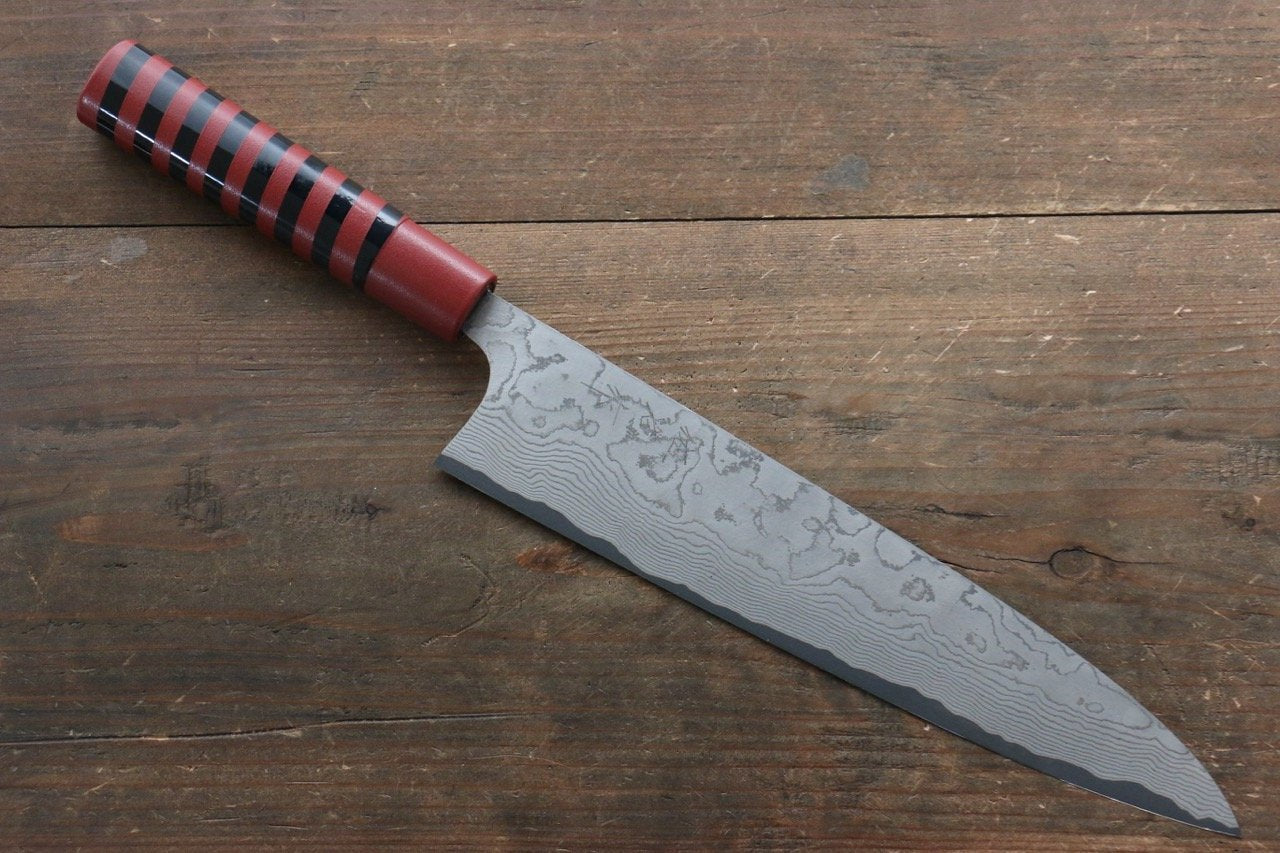 Takeshi Saji VG10 Damascus Gyuto Japanese Knife 240mm with Cashew paint (Red) Handle - Japanny - Best Japanese Knife