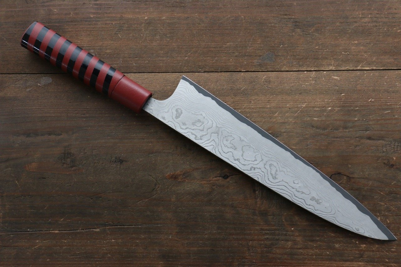 Takeshi Saji VG10 Damascus Gyuto Japanese Knife 240mm with Cashew paint (Red) Handle - Japanny - Best Japanese Knife