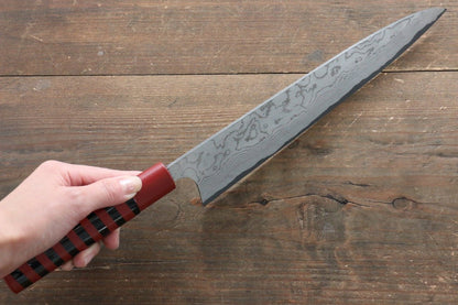 Takeshi Saji VG10 Damascus Gyuto Japanese Knife 240mm with Cashew paint (Red) Handle - Japanny - Best Japanese Knife