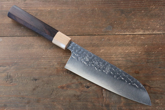 Yu Kurosaki Senko R2/SG2 Hammered Santoku Japanese Knife 165mm with Shitan Handle - Japanny - Best Japanese Knife