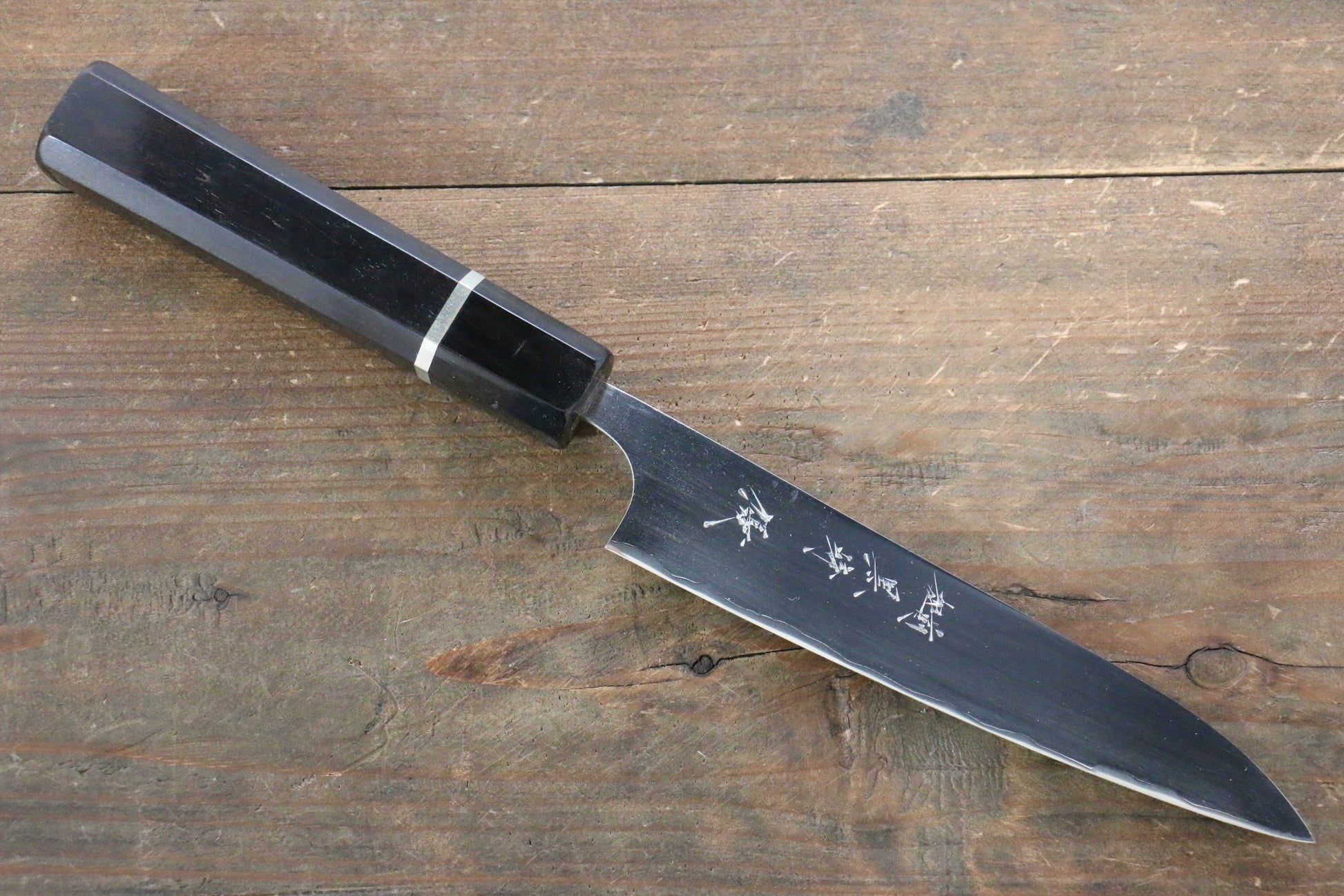 Yu Kurosaki R2/SG2 Mirrored Finish Petty-Utility Japanese Knife 150mm with Ebony Wood Handle (ferrule: Water Buffalo Horn) - Japanny - Best Japanese Knife