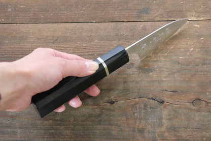 Yu Kurosaki R2/SG2 Mirrored Finish Petty-Utility Japanese Knife 80mm with Ebony Wood Handle (ferrule: Water Buffalo Horn) - Japanny - Best Japanese Knife