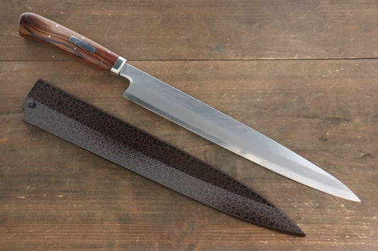 Sakai Takayuki INOX Molybdenum Steel Yanagiba Chef Knife with Desert Iron Wood Handle with Saya (Pane tree skin finish) - Japanny - Best Japanese Knife