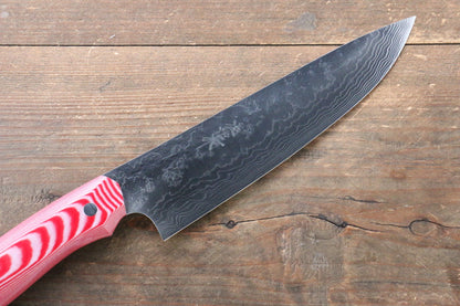 Takeshi Saji Coreless Mirrored Finish Gyuto Japanese Knife 180mm with Red White Micarta (Nomura Style) Handle - Japanny - Best Japanese Knife