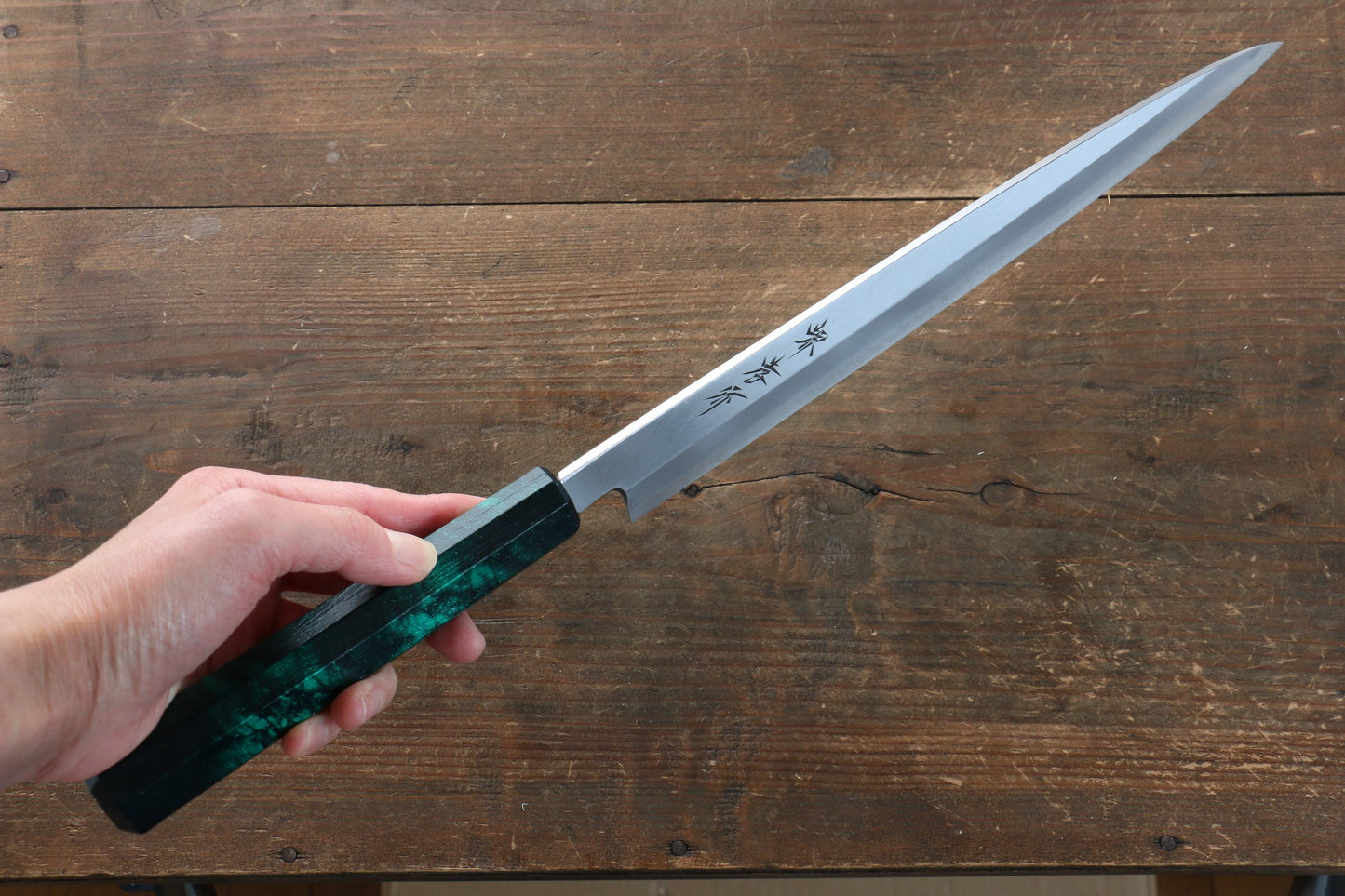 Sakai Takayuki Sakai Takayuki Nanairo INOX Molybdenum Yanagiba Japanese Knife 270mm with ABS resin(Green tortoiseshell) Handle - Japanny - Best Japanese Knife