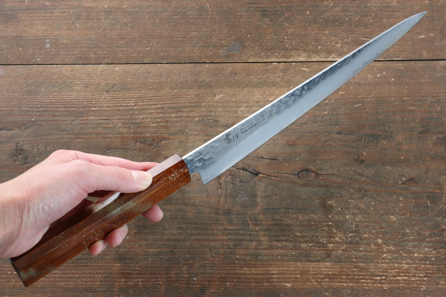 Sakai Takayuki VG10 33 Layer Damascus Sujihiki Japanese Knife 240mm with Live oak Lacquered (Seiren) Handle - Japanny - Best Japanese Knife