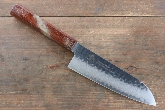 Sakai Takayuki VG10 33 Layer Damascus Santoku Japanese Knife 170mm with Live oak Lacquered (Seiren) Handle - Japanny - Best Japanese Knife