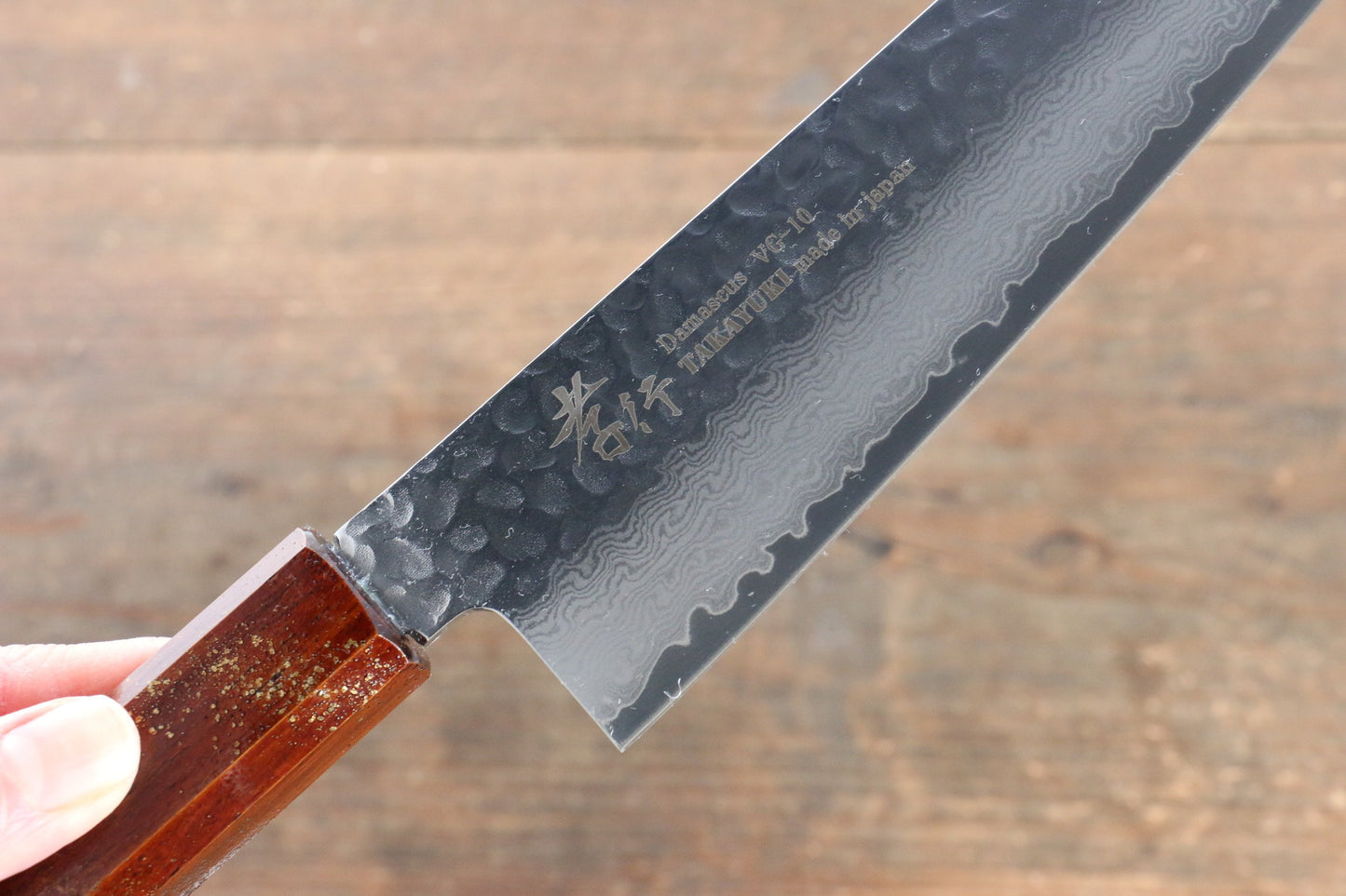 Sakai Takayuki VG10 33 Layer Damascus Gyuto Japanese Knife 210mm with Live oak Lacquered (Seiren) Handle - Japanny - Best Japanese Knife