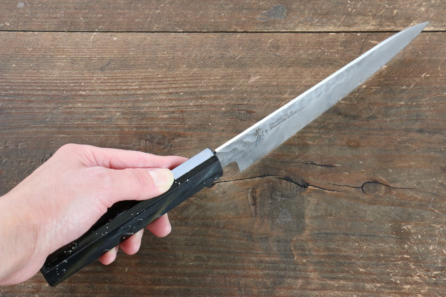 Sakai Takayuki VG10 33 Layer Damascus Petty-Utility Japanese Knife 150mm with Live oak Lacquered (Saiu) Handle - Japanny - Best Japanese Knife