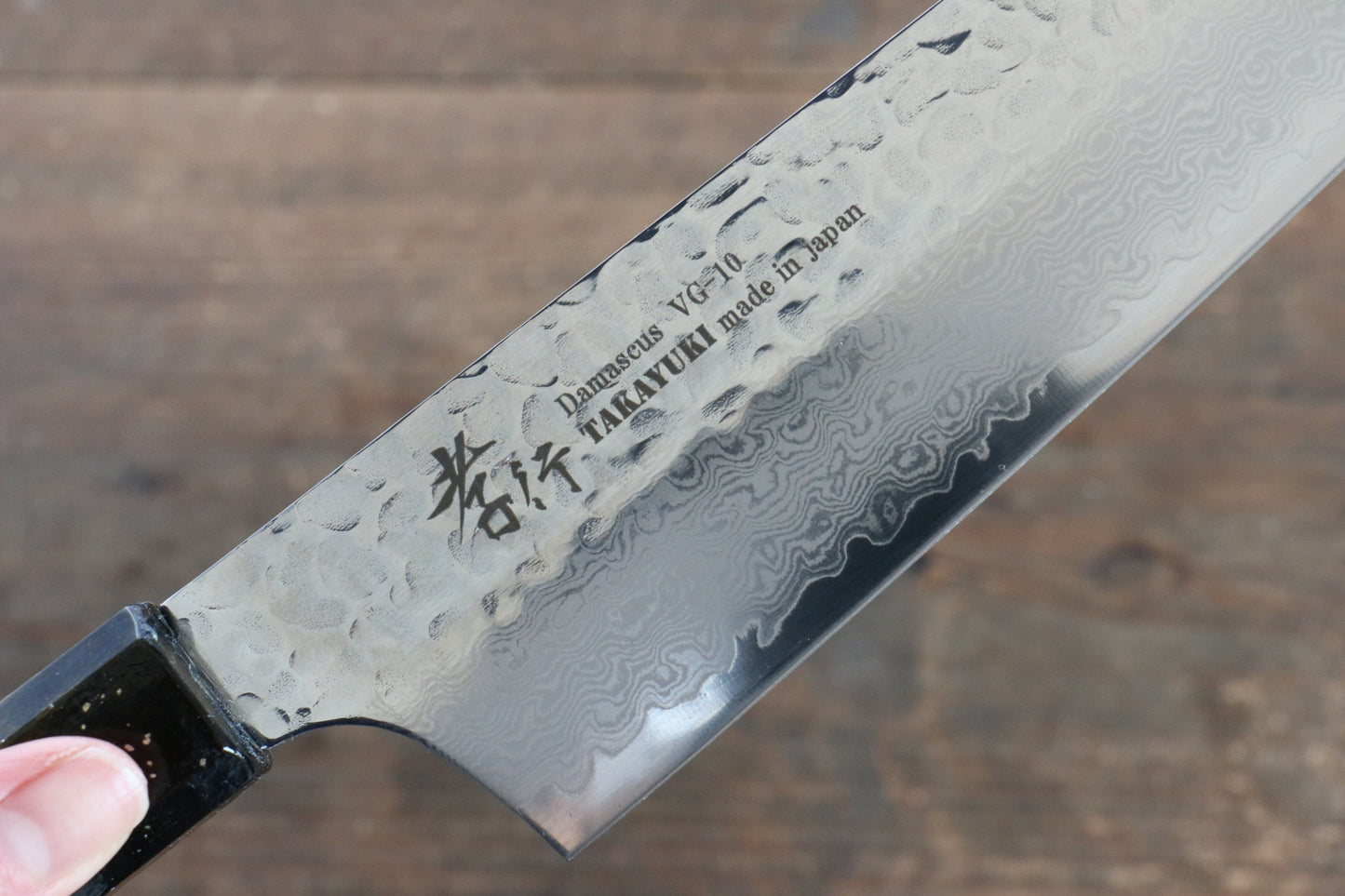 Sakai Takayuki VG10 33 Layer Damascus Kengata Gyuto Japanese Knife 190mm Live oak Lacquered (Saiu) Handle - Japanny - Best Japanese Knife