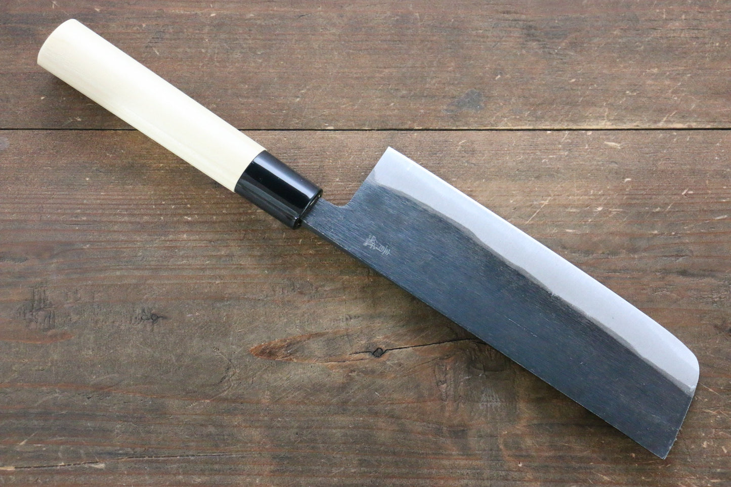 Kanetsune Blue Steel No.2 Kurouchi Nakiri Japanese Knife 165mm with Magnolia Handle - Japanny - Best Japanese Knife