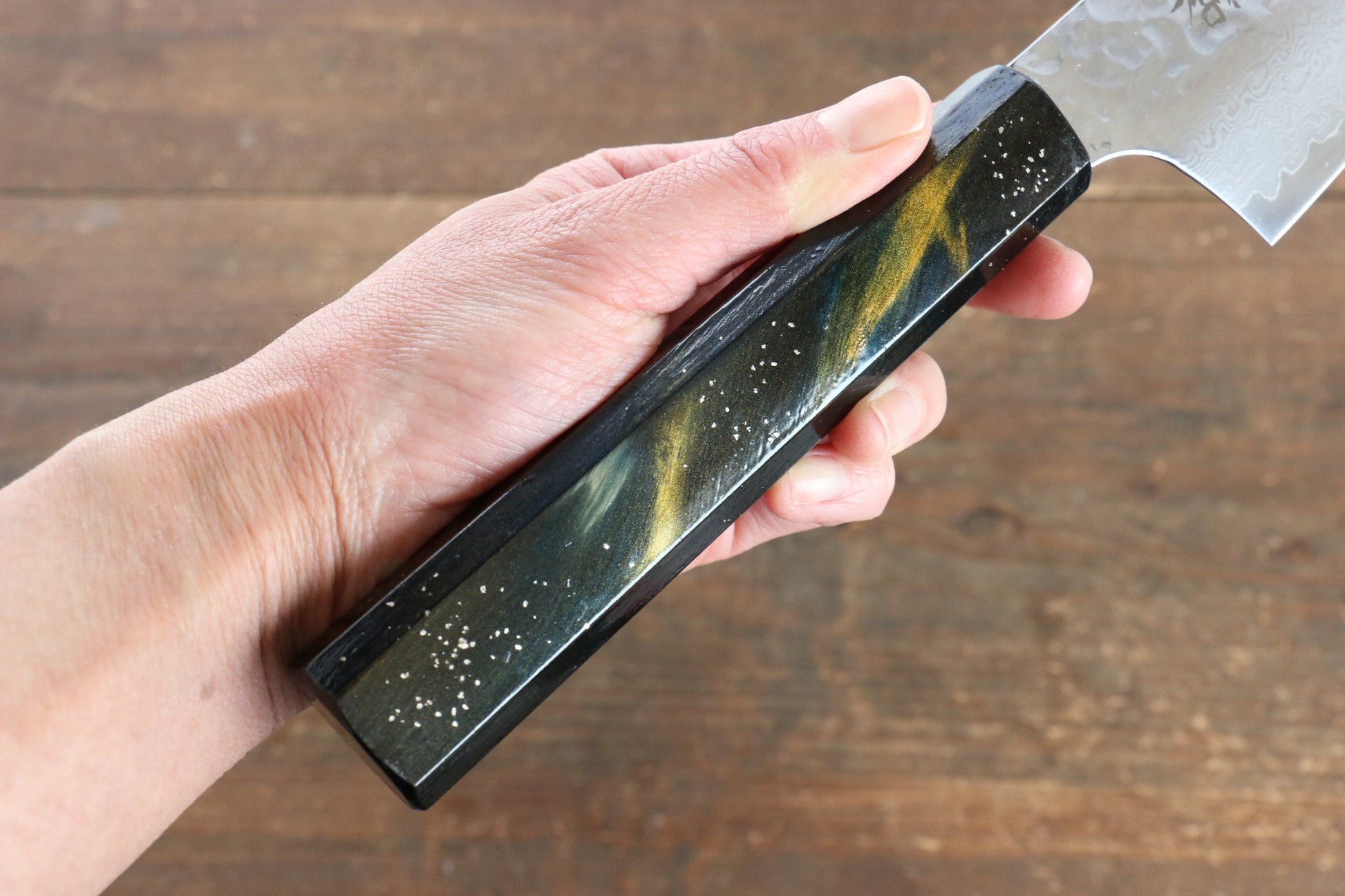 Sakai Takayuki VG10 33 Layer Damascus Kengata Gyuto Japanese Knife 190mm Live oak Lacquered (Saiu) Handle - Japanny - Best Japanese Knife