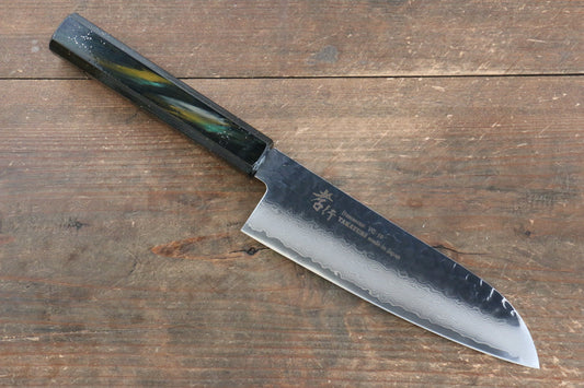 Sakai Takayuki VG10 33 Layer Damascus Santoku Japanese Knife 170mm with Live oak Lacquered (Saiu) Handle - Japanny - Best Japanese Knife