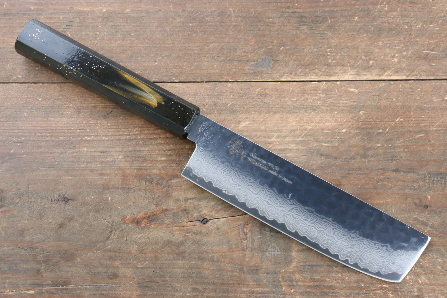 Sakai Takayuki VG10 33 Layer Damascus Nakiri Japanese Knife 160mm with Live oak Lacquered (Saiu) Handle - Japanny - Best Japanese Knife