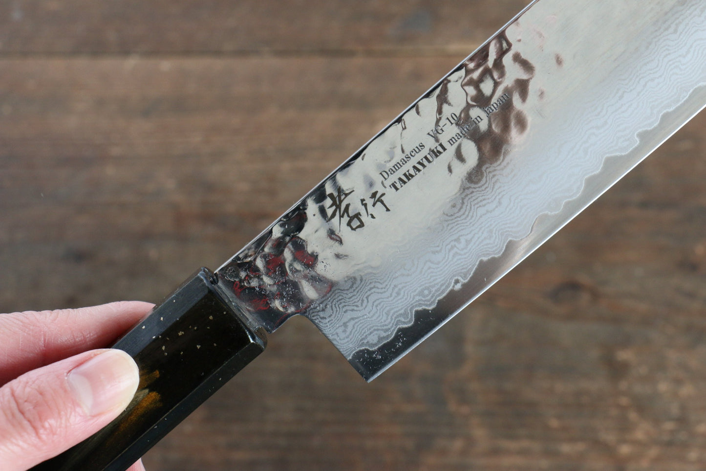 Sakai Takayuki VG10 33 Layer Damascus Nakiri Japanese Knife 160mm with Live oak Lacquered (Saiu) Handle - Japanny - Best Japanese Knife