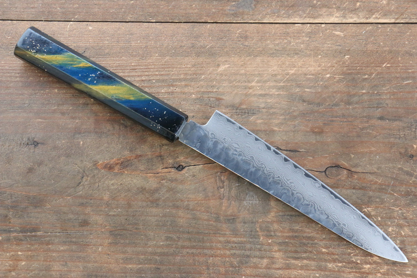 Sakai Takayuki VG10 33 Layer Damascus Petty-Utility Japanese Knife 150mm with Live oak Lacquered (Saiseki) Handle - Japanny - Best Japanese Knife