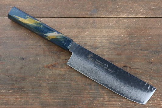 Sakai Takayuki VG10 33 Layer Damascus Nakiri Japanese Knife 160mm with Live oak Lacquered (Saiseki) Handle - Japanny - Best Japanese Knife
