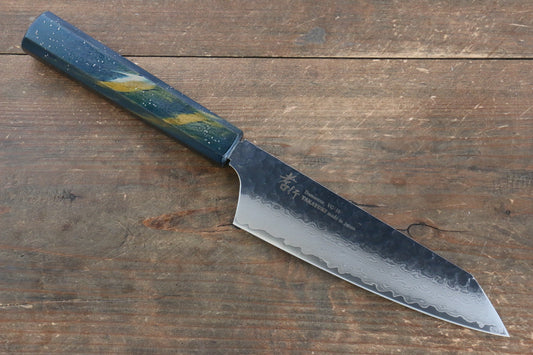 Sakai Takayuki VG10 33 Layer Damascus Kengata Santoku Japanese Knife 160mm with Live oak Lacquered (Saiseki) Handle - Japanny - Best Japanese Knife