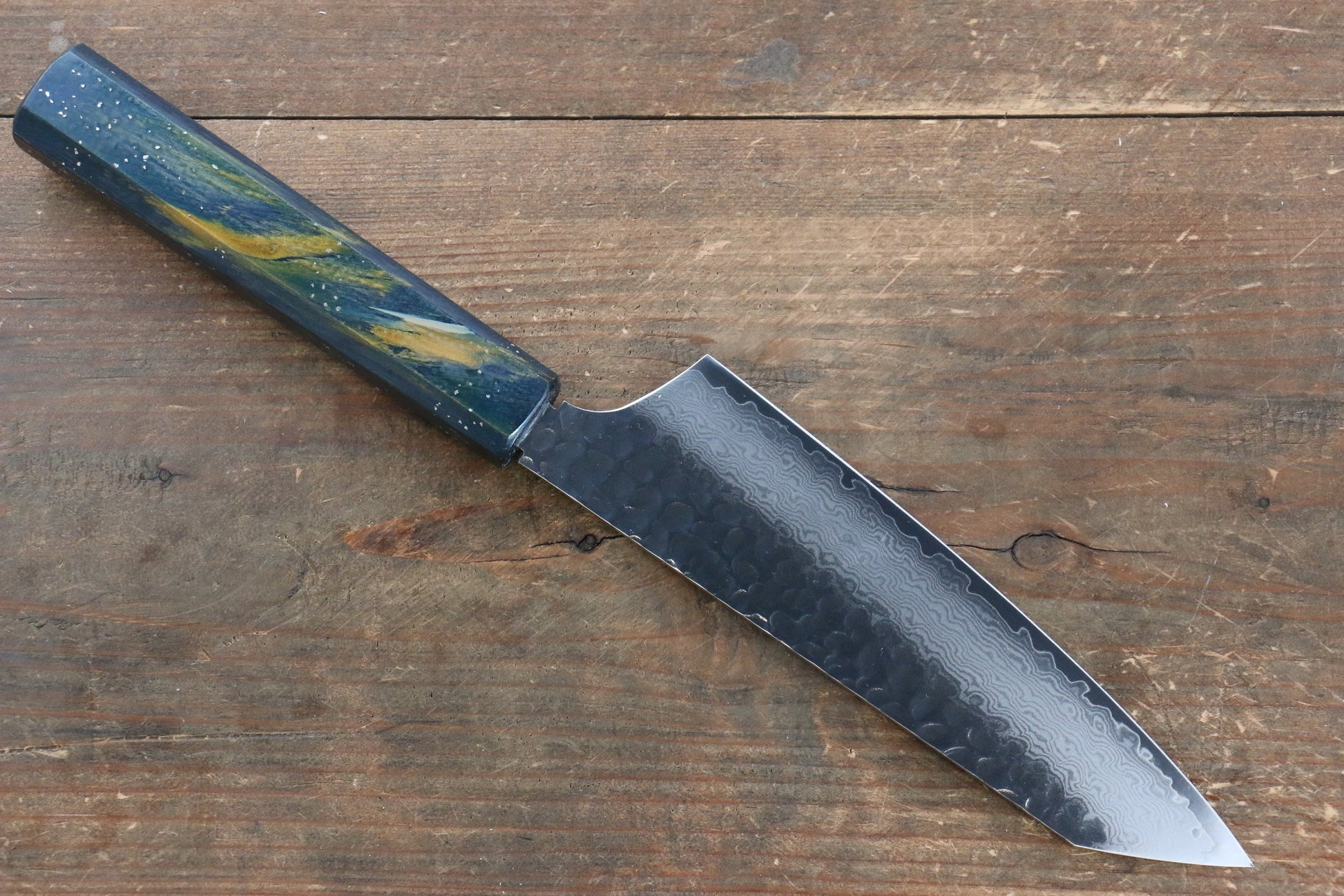 Sakai Takayuki VG10 33 Layer Damascus Kengata Santoku Japanese Knife 160mm with Live oak Lacquered (Saiseki) Handle - Japanny - Best Japanese Knife