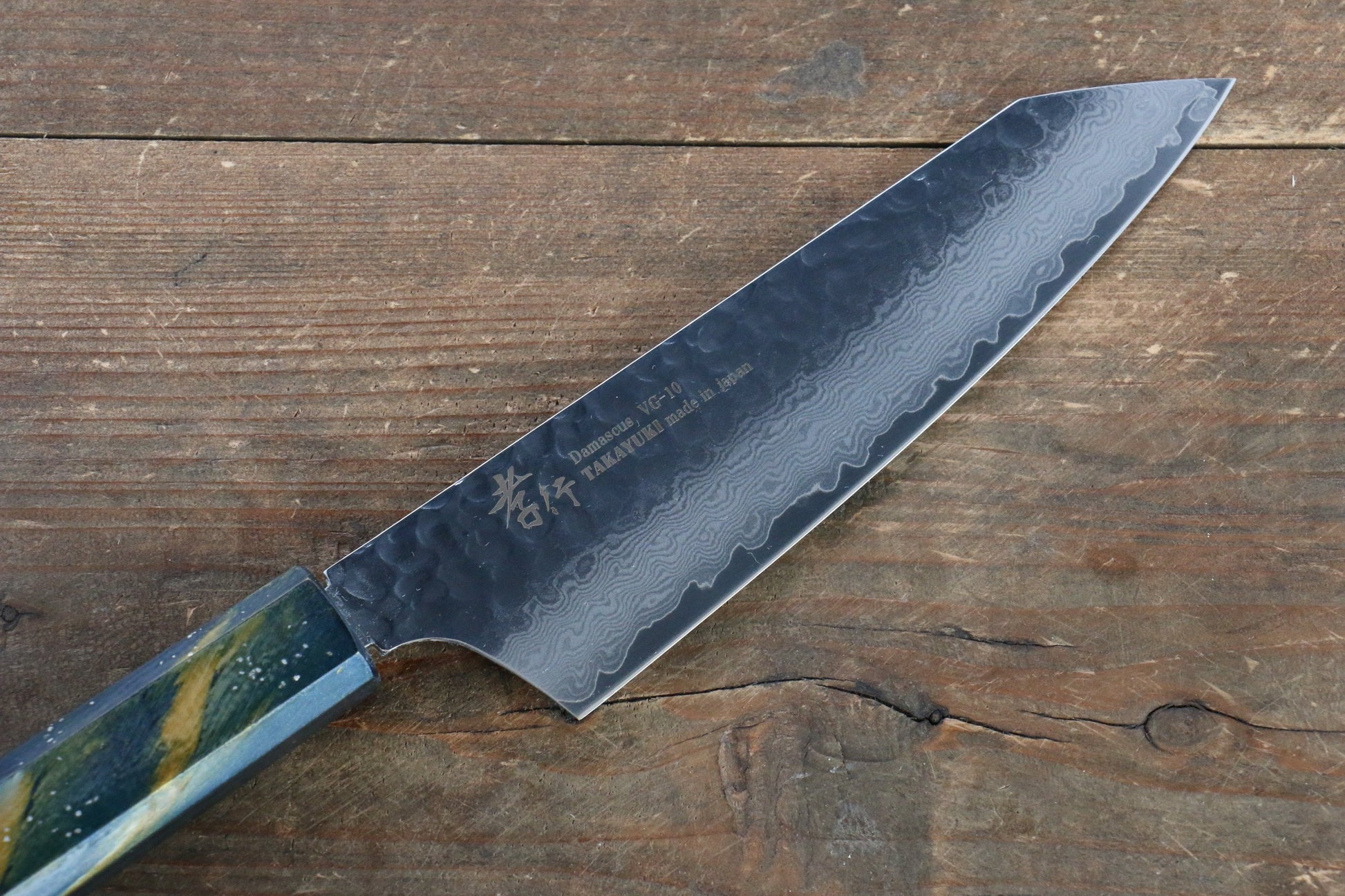 Sakai Takayuki VG10 33 Layer Damascus Kengata Santoku Japanese Knife 160mm with Live oak Lacquered (Saiseki) Handle - Japanny - Best Japanese Knife