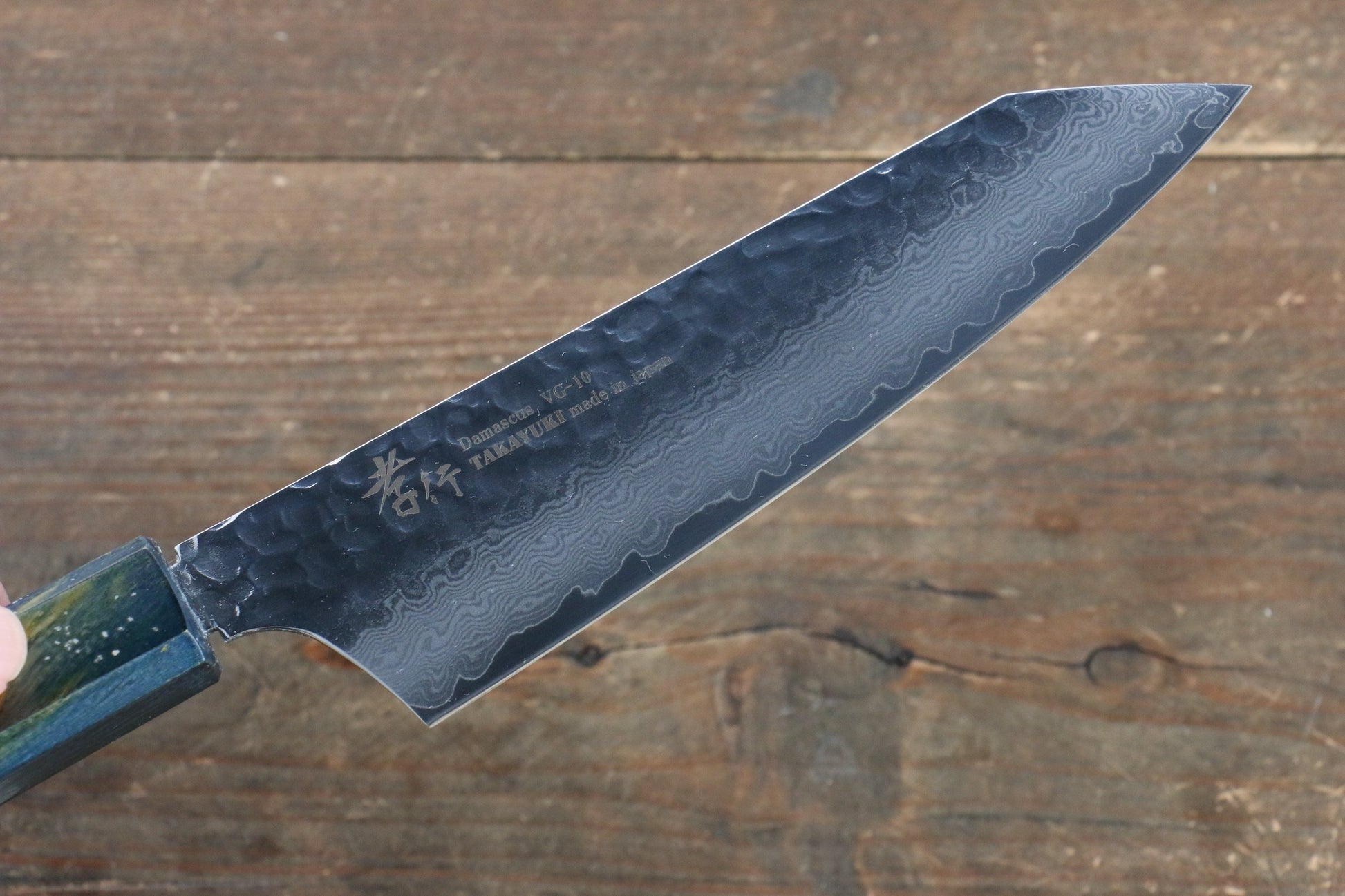 Sakai Takayuki VG10 33 Layer Damascus Kengata Santoku Japanese Knife 160mm with Live oak Lacquered (Saiseki) Handle - Japanny - Best Japanese Knife